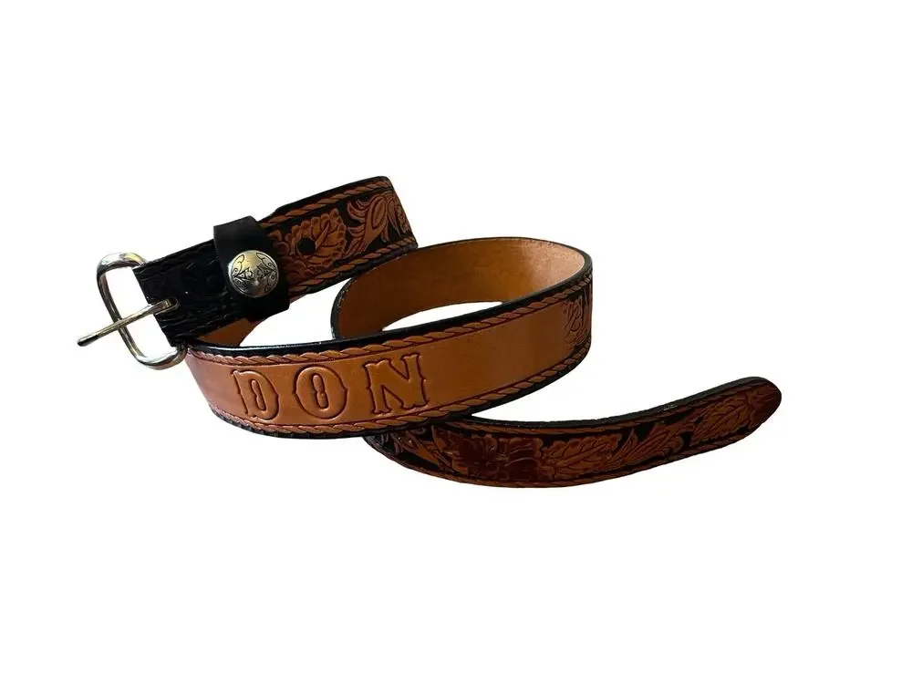 Hand‑Tooled USA‑Made Western Leather Belt